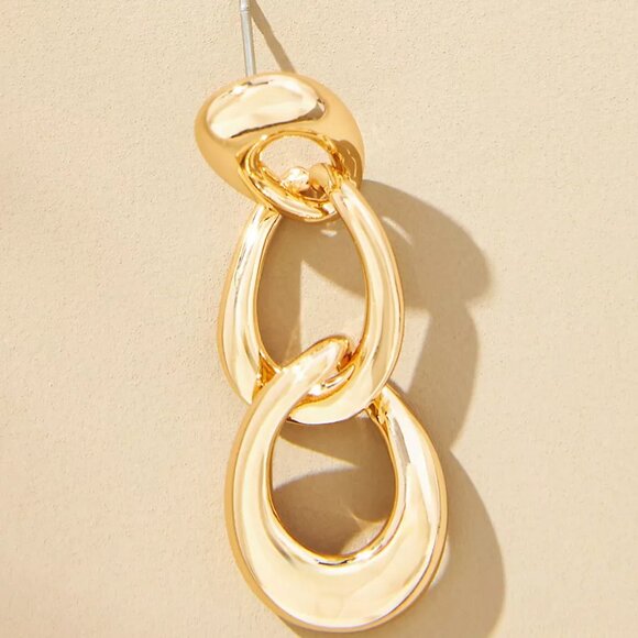 Anthropologie Triple Link Gold Drop Earrings/NWT - Picture 2 of 7